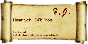 Hemrich János névjegykártya