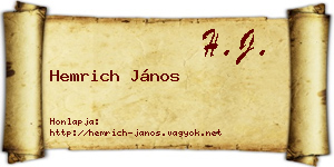 Hemrich János névjegykártya
